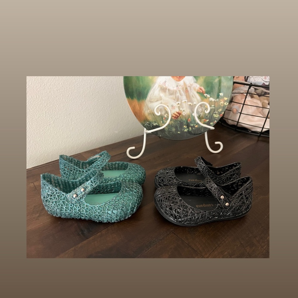 Girls' Jelly Mary Jane Flats - Teal and Black